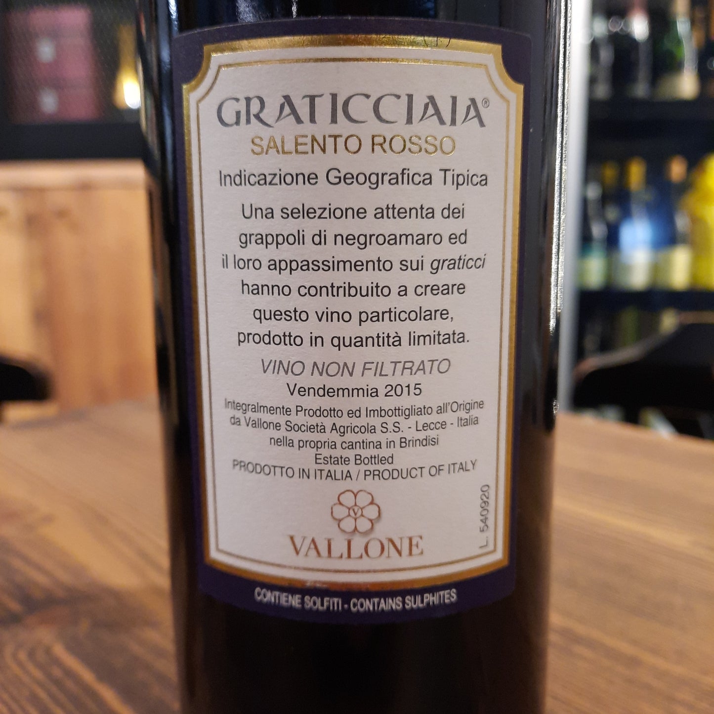 Vallone Graticciaia 2015 Salento IGP 0.75L 14.5%