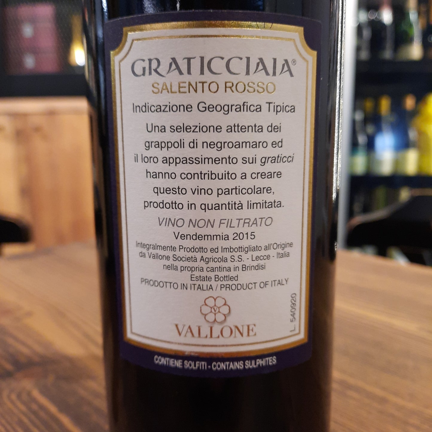 Vallone Graticciaia 2015 Salento PGI 0.75L 14.5%